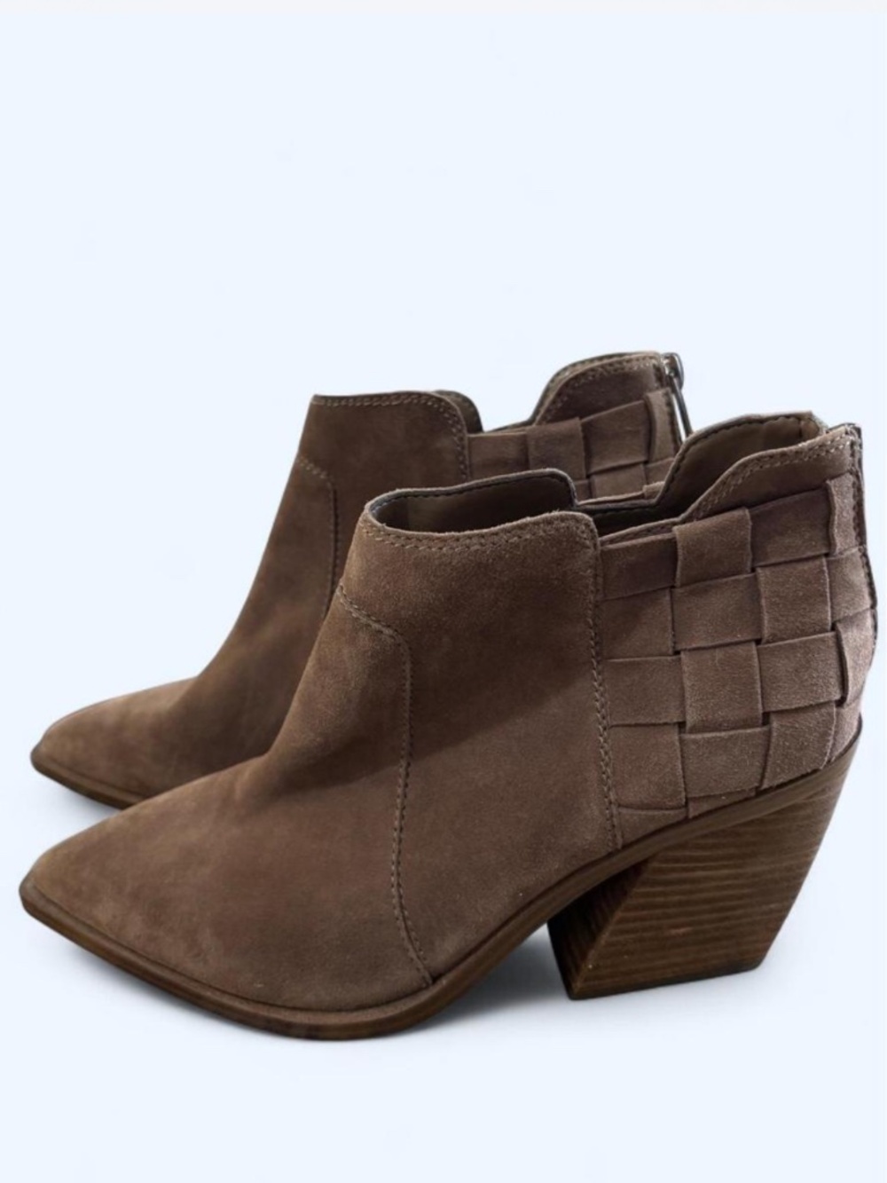 Fall Boots Brown Woven Suede Ankle Booties